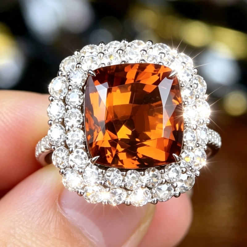 Retro Luxury Inlay Shiny Zirconia Wide Ring, Elegant Design